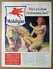 1940 Mobil Oil Ad Artist Signed McClelland Barclay Pegasus is a Great 