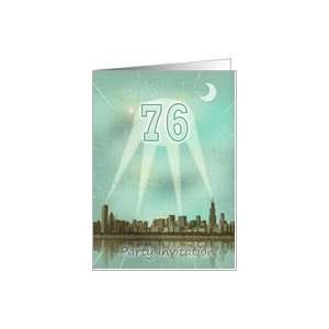 76th Birthday party invitation as a retro city movie poster with 
