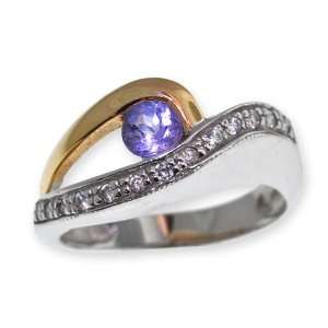   Gold Tanzanite & Diamond Ring   SIZE 7: Michael Valitutti: Jewelry
