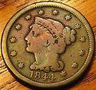 1844 BRAIDED HAIR LARGE CENT VG FREE SHIPPING J21