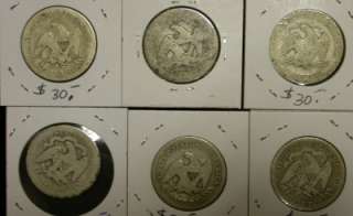 SIX DIFFERENT DATE SEATED LIBERTY HALF DOLLAR LOT ID#OO949  