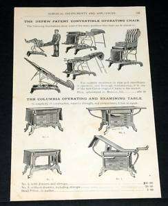 1891 WOCHER SURGICAL CATALOG PAGE 193, DEPEW OPERATING CHAIRS, DAGGETT 