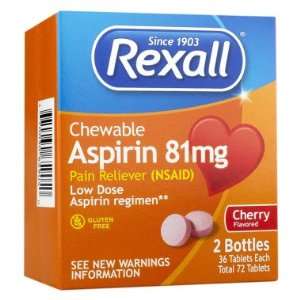  Rexall Chewable Aspirin   Cherry, 81 mg   72 ct.: Health 