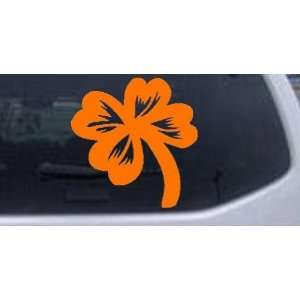 Four Leaf Clover Car Window Wall Laptop Decal Sticker    Orange 18in X 