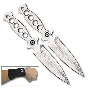  Bad To The Bone Throwing Knives with Wrist Sheath Sports 