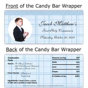  Blue Gingham Photo Candy Wrapper: Baby