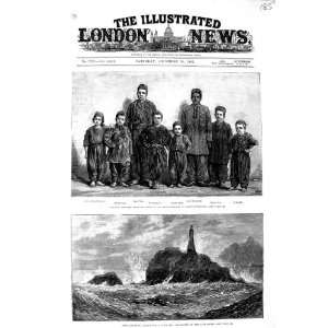   1881 CALF ROCK LIGHTHOUSE BANTRY ENGLISH ACROBAT BOYS: Home & Kitchen