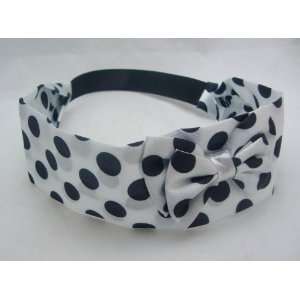  NEW White Polka Dot Satin Scarf Headband, Limited.: Beauty