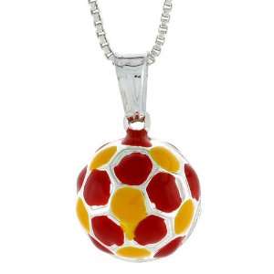  925 Sterling Silver Small Enamel Soccer Ball Pendant (NO 