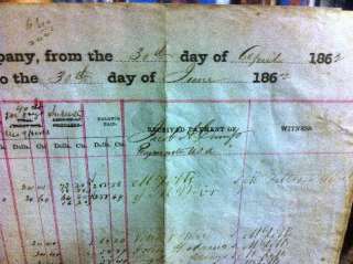 1862 US CIVIL WAR MUSTER ROLL PAY LEDGER AUTHENTIC & ORIGINAL  