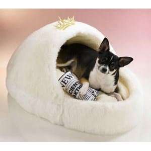   Slipper Pet Bed and Crinkle Newspaper Toy : Color WHITE: Pet Supplies