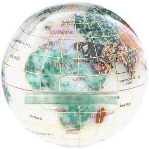  3 White Opalite Gemstone World Globe Paperweight