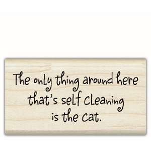  Self Cleaning Cat Wood Mounted Rubber Stamp Office 
