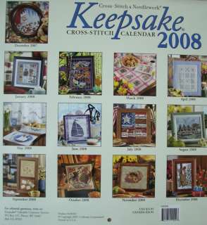 2008 KEEPSAKE CROSS STITCH CALENDAR, 13 Designs, NEW  