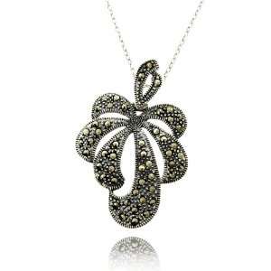  Sterling Silver Marcasite Palm Tree Pendant: Jewelry
