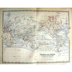   JOHNSTON ANTIQUE MAP 1888 MERCATORS PROJECTION WORLD