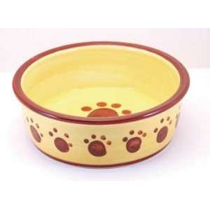  Stoneware Classic Paw Print Design 6 Inch Dog Dish Red: Pet Supplies