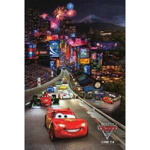  Cars 2 Adv Tokyo Movie Poster Double Sided Original 27x40 