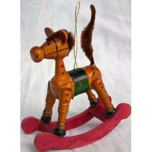  3 Rocking Wooden Horse Pony Christmas Tree Ornament 