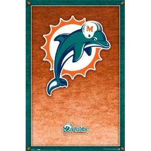 Miami Dolphins (New Logo) White Wood Mounted Sports Poster Print   24 