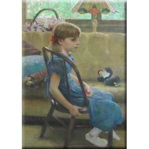  Girl in a Blue Dress 11x16 Streched Canvas Art by Banks 