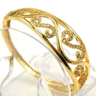 DIADEM CZ INLAID LADY 18K GOLD GEP SOLID FILL 22G BANGLE  