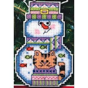  Snowman with Cat Ornament kit (cross stitch): Arts, Crafts 