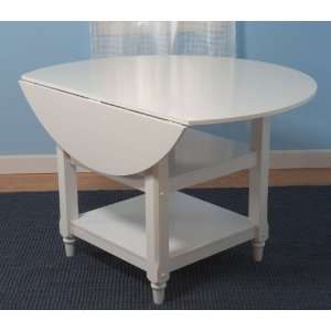  White Finish Solid Wood Cottage Dining Table: Furniture 