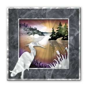  Metallic Herring Abstract Landscape Metal Wall Art, Bird 