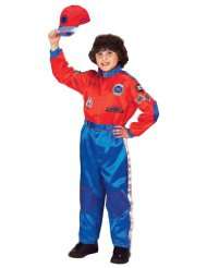 Red and Blue Junior Champion Car Racing Suit with Embroidered Cap 
