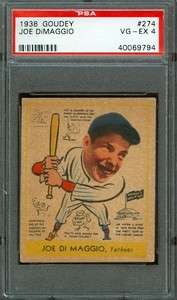 1938 Goudey #274   Joe DiMaggio (RC)   PSA 4    New York Yankees HoF 