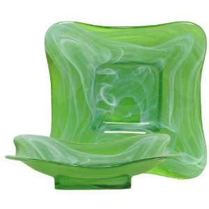   Art Glass Large Lime Green Wing Bowl 14D, 3H: Home & Kitchen