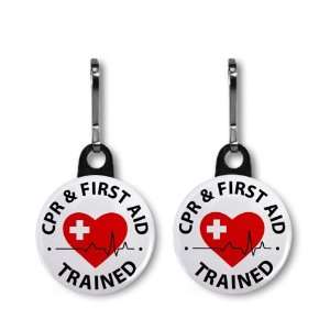  CPR FIRST AID TRAINED Heroes 2 Pack of 1 inch Zipper Pull 