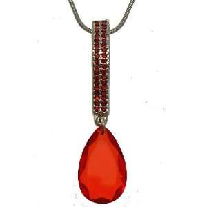  Acosta Jewellery   Red Faceted Crystal   Silver Coloured 