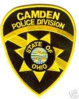 OH CAMDEN OHIO POLICE DIVISION SHOULDER BLACK PATCH WOW  