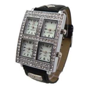  Geneva Elite Ice Star 4 Time Zone Iced Out Watch 