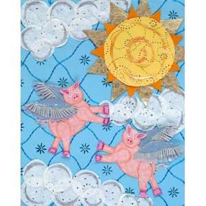  When Pigs Fly Collage Canvas Art: Home & Kitchen