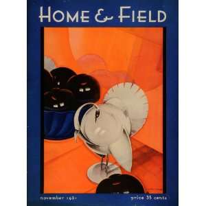 : 1931 Cover Home & Field Magazine November Illustration Artwork Leon 