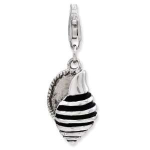    Sterling Silver 3 D Enameled Shell w/Lobster Clasp Charm: Jewelry