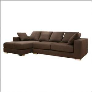   Brown Twill Fabric Modern Modern Sectional Sofa: Furniture & Decor
