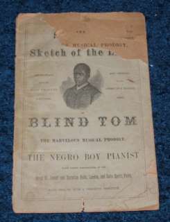 African American Blind Tom Negro Boy Pianist RARE1860  