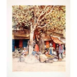  1912 Color Print Mid Day Delhi India Cityscape Market 