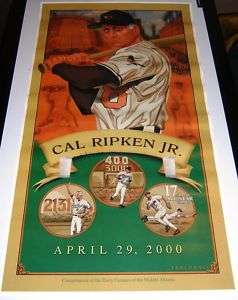 Cal Ripken 2000 Orioles Giveaway 400 HR 3000Hit Poster  