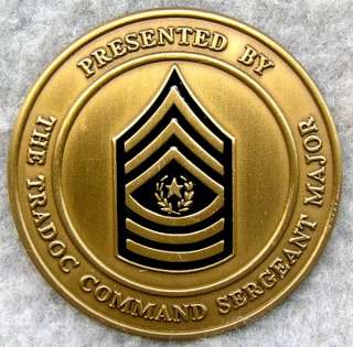 near mint condition challenge coin from the TRADOC Command 