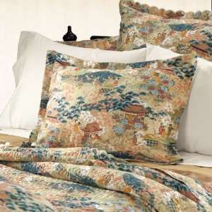  Tea Time Toile Individual Sham ( Standard, Gold Multi 