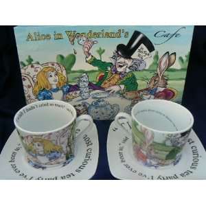  Alice in Wonderland,Cafe Breakfast Set, Cup Saucers/2 