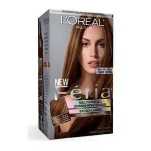 Loreal Feria Hair Color Gel #59 Rich Golden Brown (Hot Toffee), Warmer 