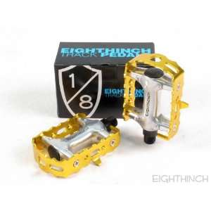  EIGHTHINCH TRACK FIXED GEAR ROAD BIKE PEDALS GOLD: Sports 
