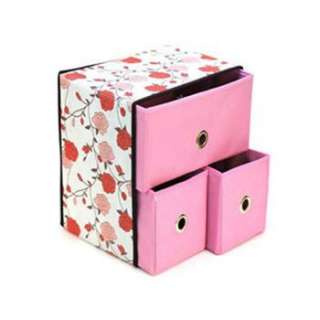 RELLECIGA Rose Patterned Dual Layer Three Drawer Storage Box for 