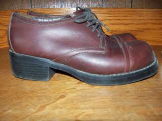 Womens KF Ltd size 7.5 brown leather oxford casual shoes uniform work 